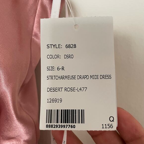 NWT AFTER SIX FAUX WRAP MIDI DRESS TULIP SKIRT Desert ROSE style 6828 6 - Picture 7 of 8